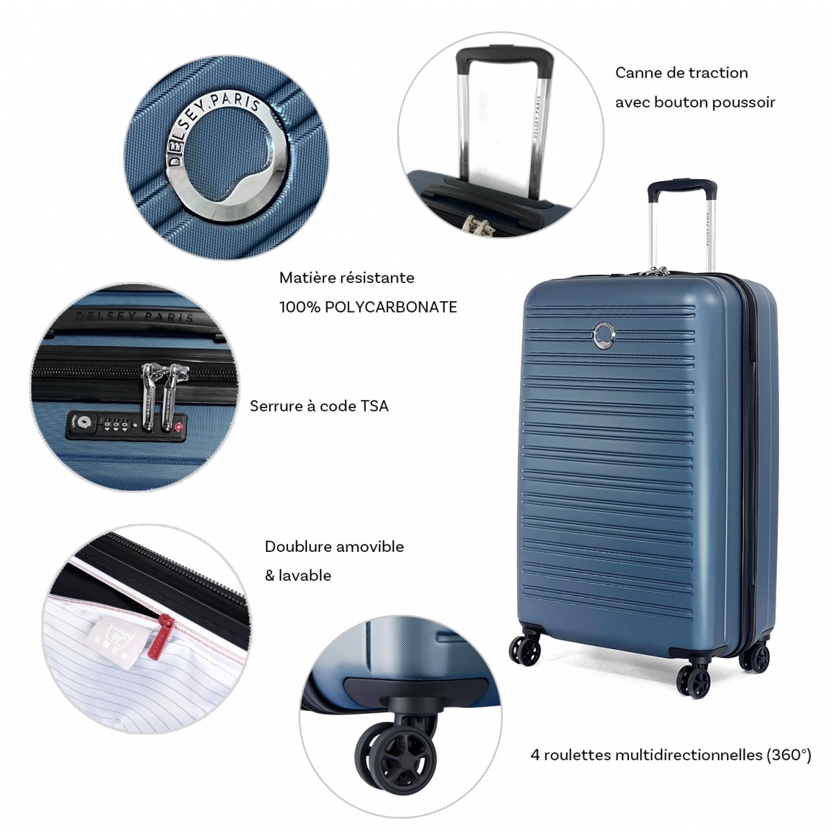 Grande valise rigide Segur TSA polycarbonate au