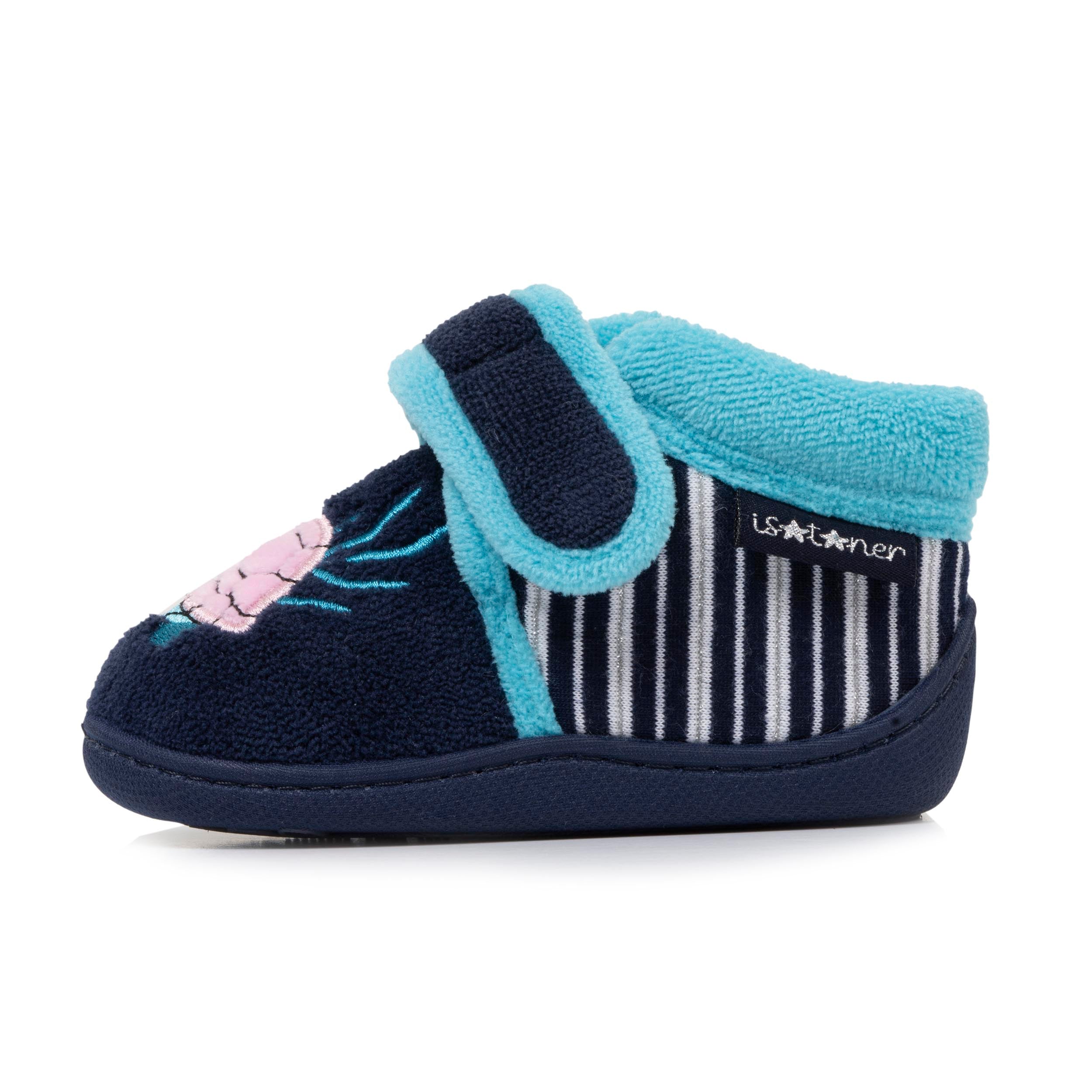 Pantoufles Enfants Chaussons Bottillons Bébé Fille Isotoner - Velours Doux - Semelle Antidérapante - Fermeture Scratch - Marine Lapin Chaussons Lavables Machine Bébé