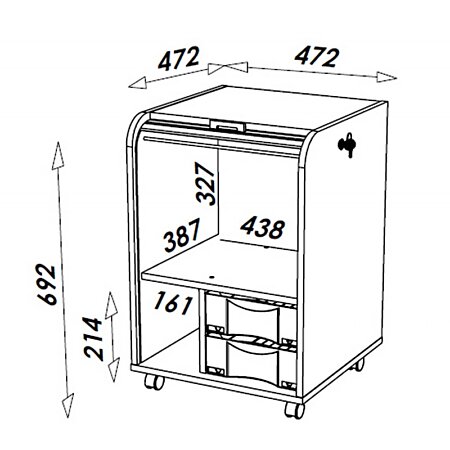 Support d'imprimante organiseur bureau caisson avec 2 tiroirs dont 1  verrouillable avec clé 2 niches grand plateau dim 80L x 40l x 66,5H cm blanc