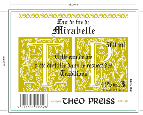 Theo Preiss Eau de Vie Mirabelle - 50 cl au meilleur prix