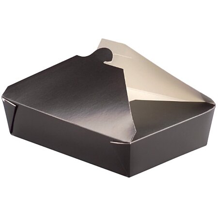 Grande boîte repas en carton noir pour plat cuisiné, étanche et