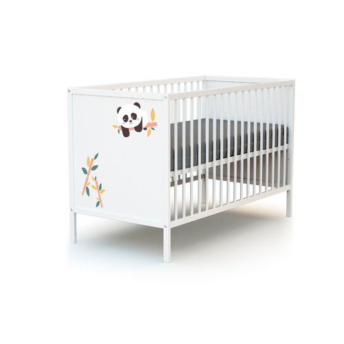 Duo Lit Bébé et Commode Panda Blanc