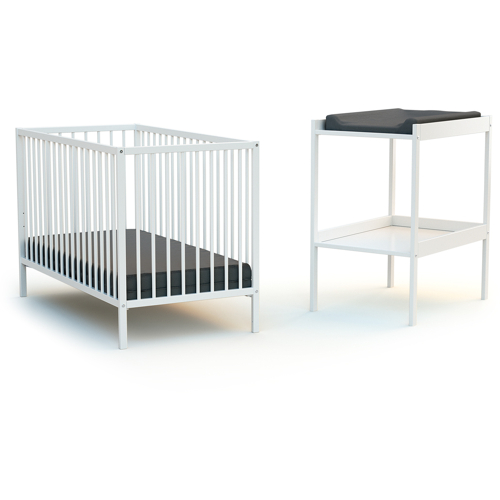 Duo Lit Bébé et Table à Langer Blanc