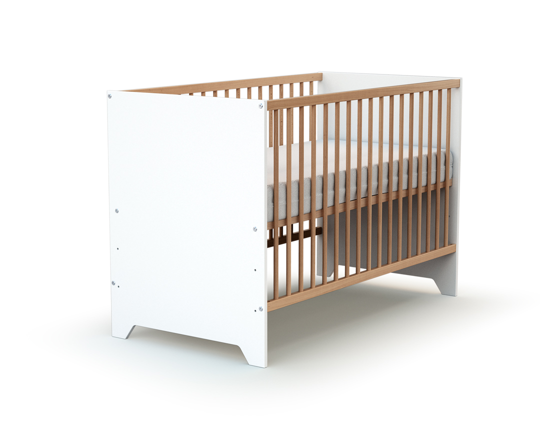 Lit Bébé 60x120 GAVROCHE Blanc Et Hêtre Verni | Maison Et Loisirs E.Leclerc