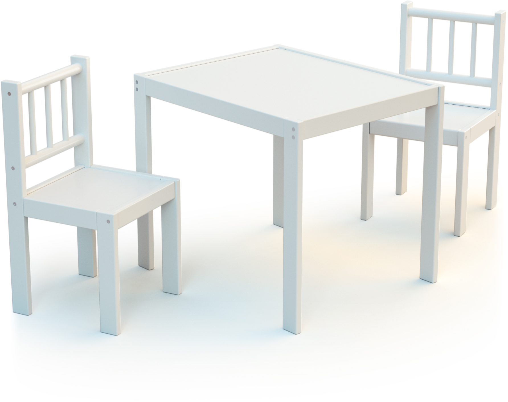Ensemble 1 table + 2 chaises Blanc