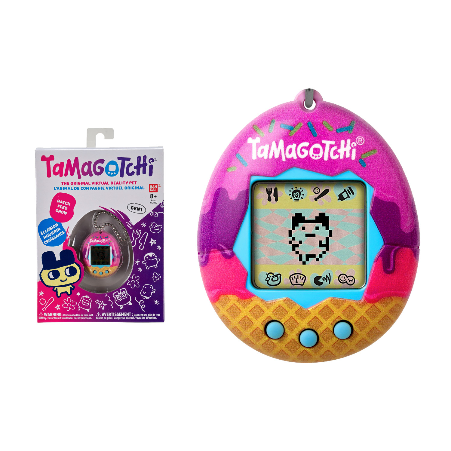Bandai - Tamagotchi - Tamagotchi original - Ice Cream - Animal électronique  virtuel avec écran, 3 boutons et jeux - 42922 au meilleur prix