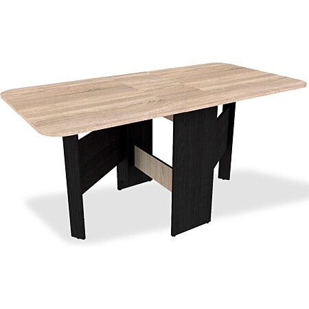 Table console pliable EDI 2-6 personnes avec rangements bois noir