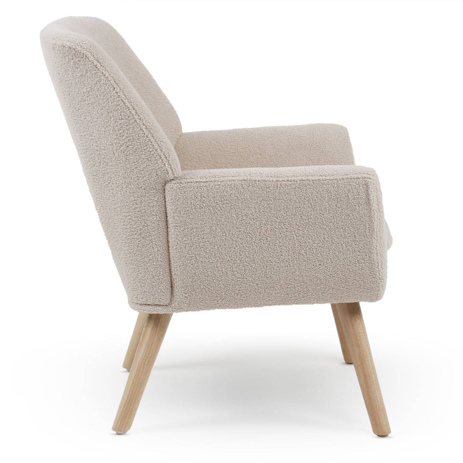 Fauteuil effet laine bouclée carlo beige clair