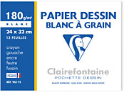 Clairefontaine - pochette papier à dessin - 12 feuilles - 24 x 32 cm - 160G  - couleurs vives Pas Cher