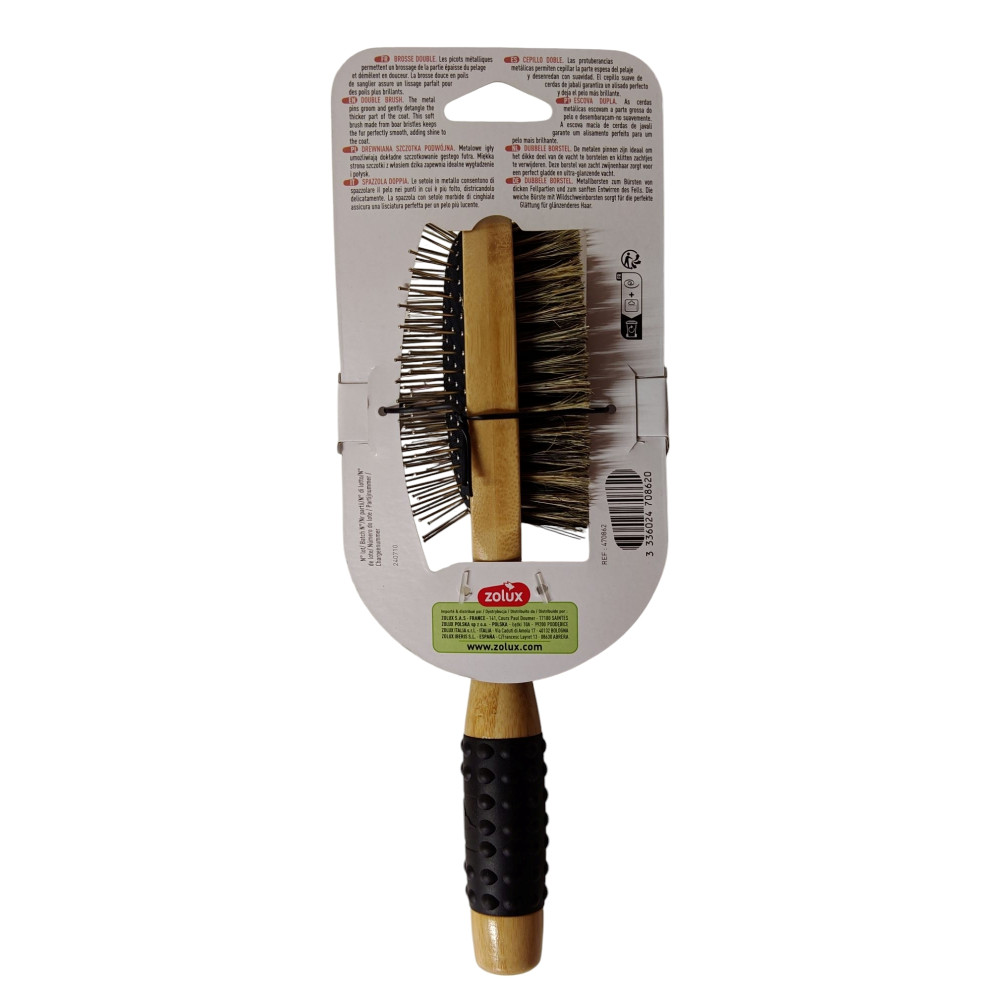 Brosse Double Face Rosewood Pour Chien Taille L - Picots Métalliques & Poils Souples | Toilettage Chien Poils Longs/Courts, Poignée Ergonomique