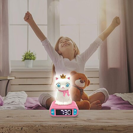 Réveil avec Veilleuse Lumineuse Chat en 3D et effets sonores au meilleur  prix