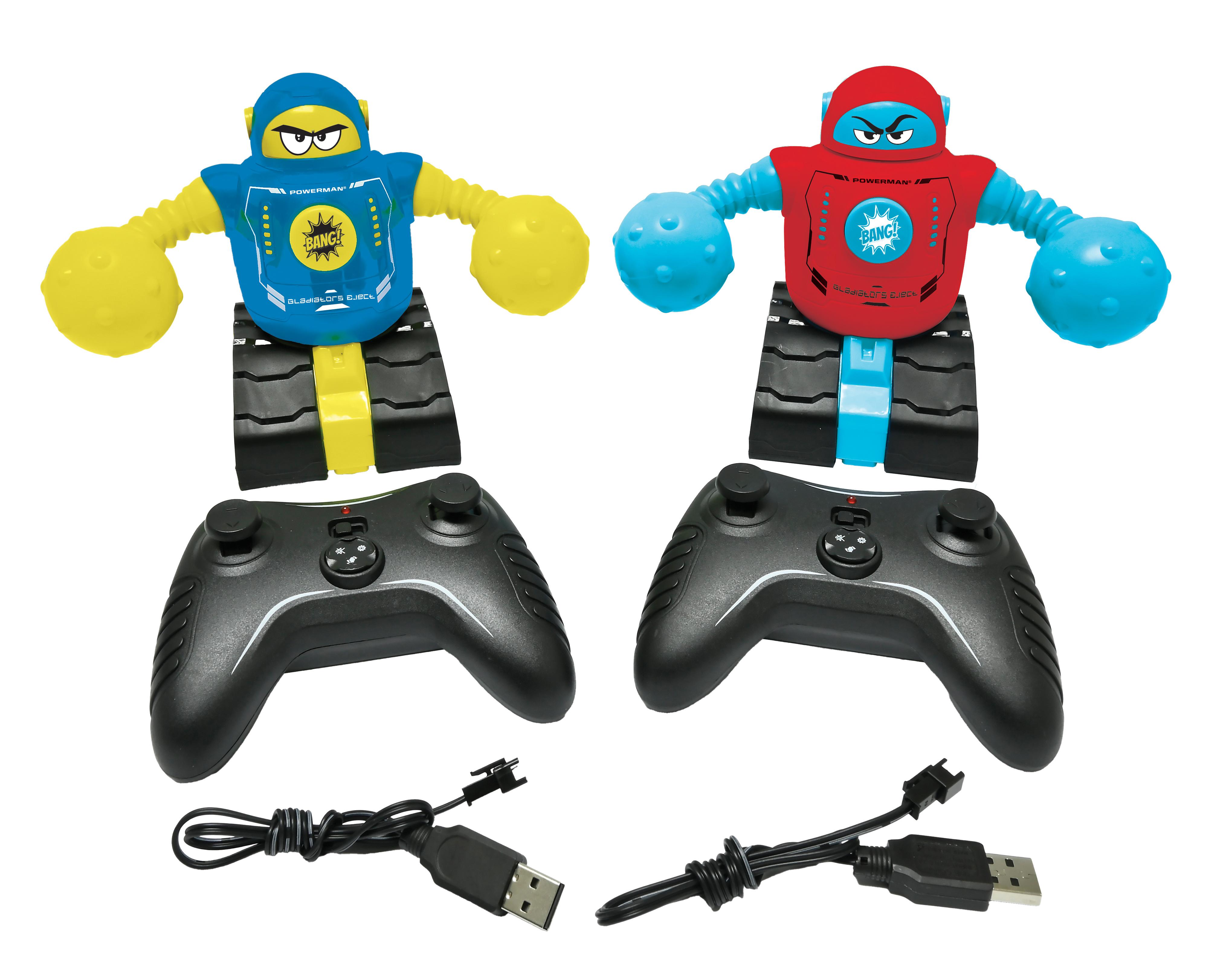 Lexibook, Powerman Gladiators Robots, ROBDUOLXB | Robots de combat radiocommandés, mode duel, 5 coups pour K.O., Bleu/Rouge