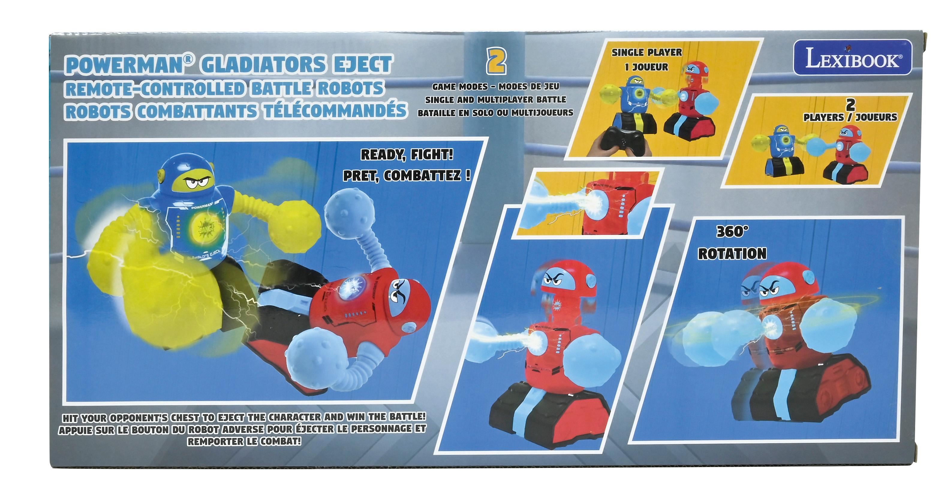 Lexibook – Robots De Combat Gladiators Eject – Télécommandés – Duel – Effets Son/Lumière – Bleu/Rouge – ROBDUO2