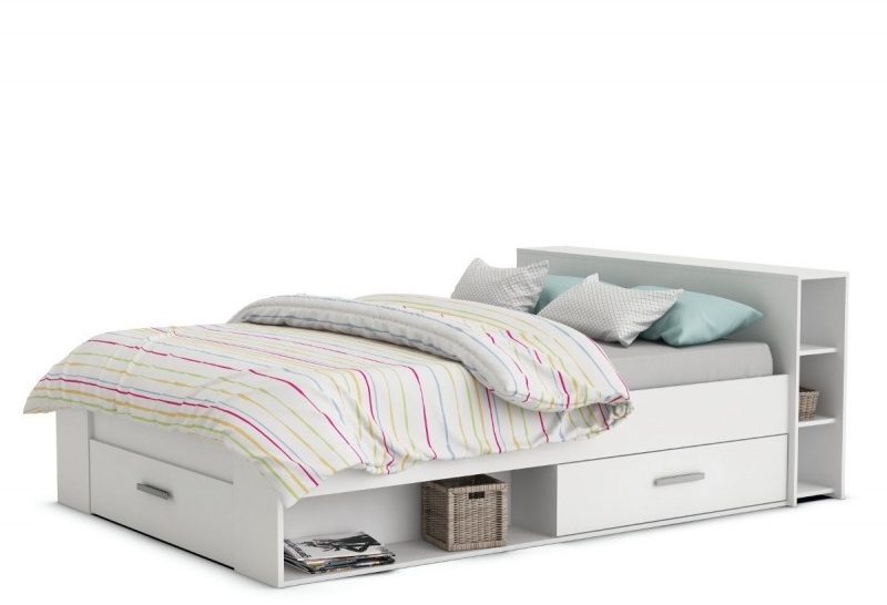 Cadre de lit avec rangement POCKET blanc 140 x 190 cm
