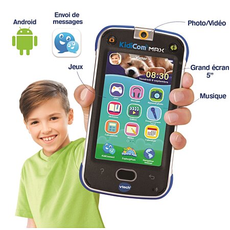 Vtech – Téléphone multifonction kidicom Max bleu…