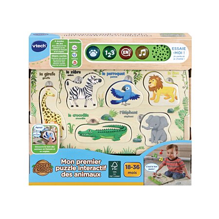 Activity-board Puzzle 6 en 1 pour enfants, jeu d'animaux en bois, jouet  éducatif