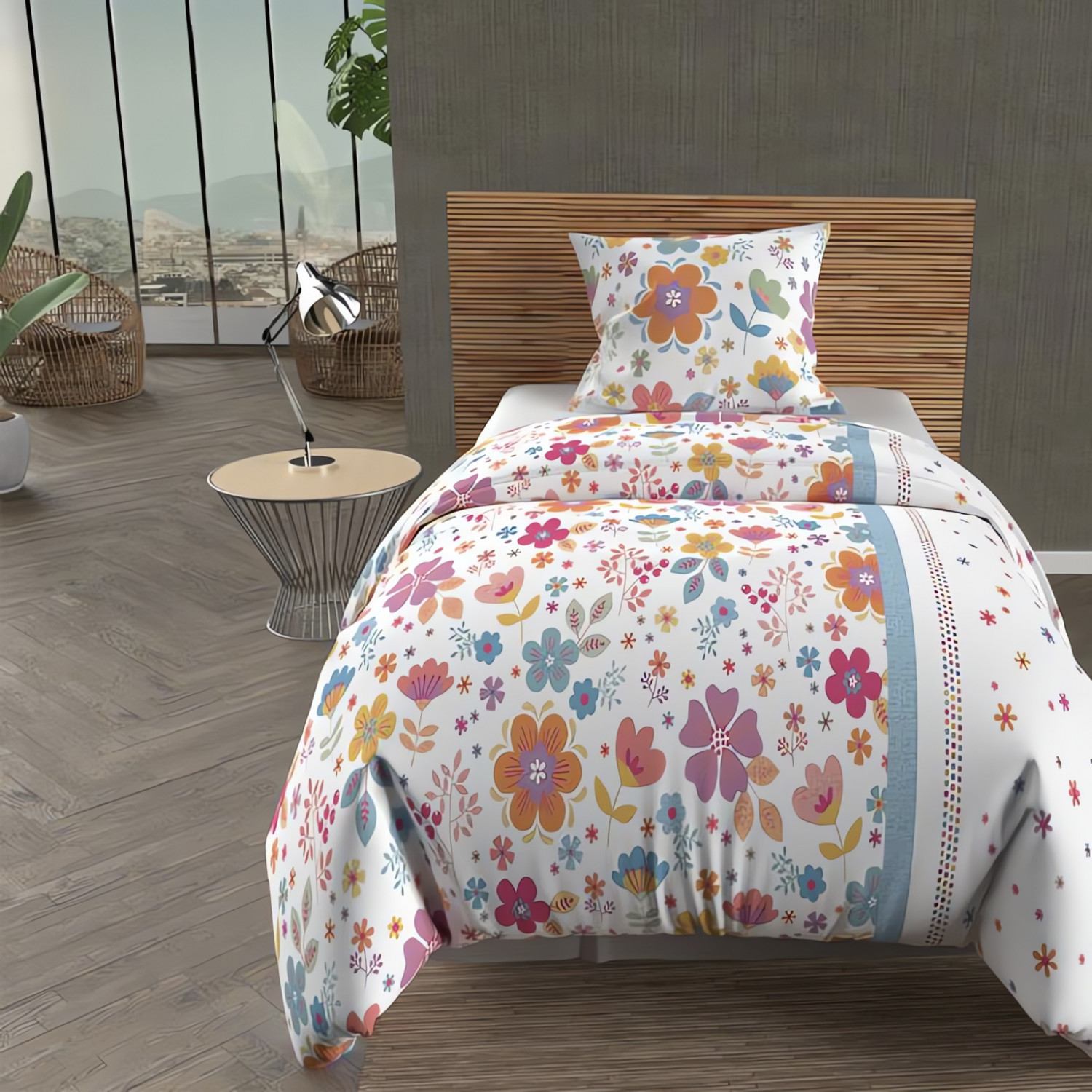 Parure de couette légère en microfibre blanche 140x200 cm | Leroy Merlin