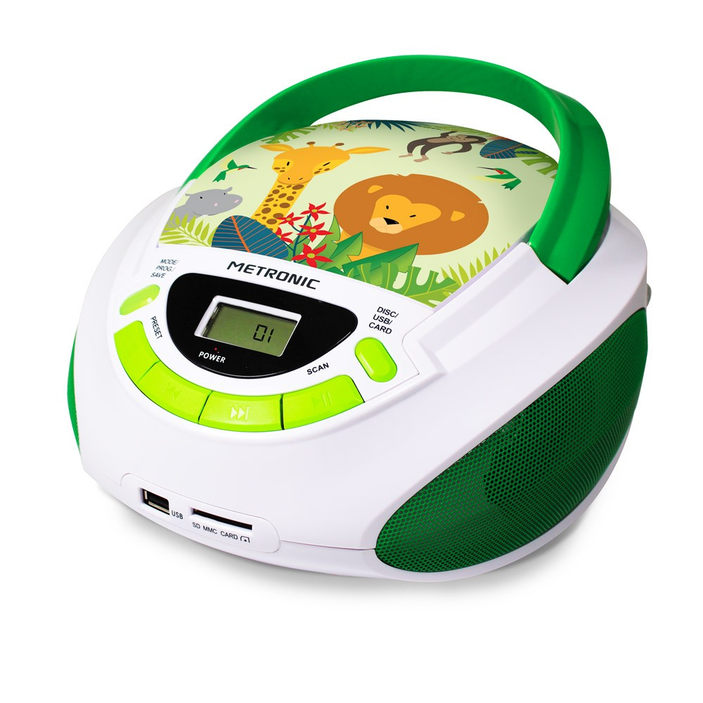 Lecteur CD MP3 enfant avec port USB - blanc et vert au meilleur prix