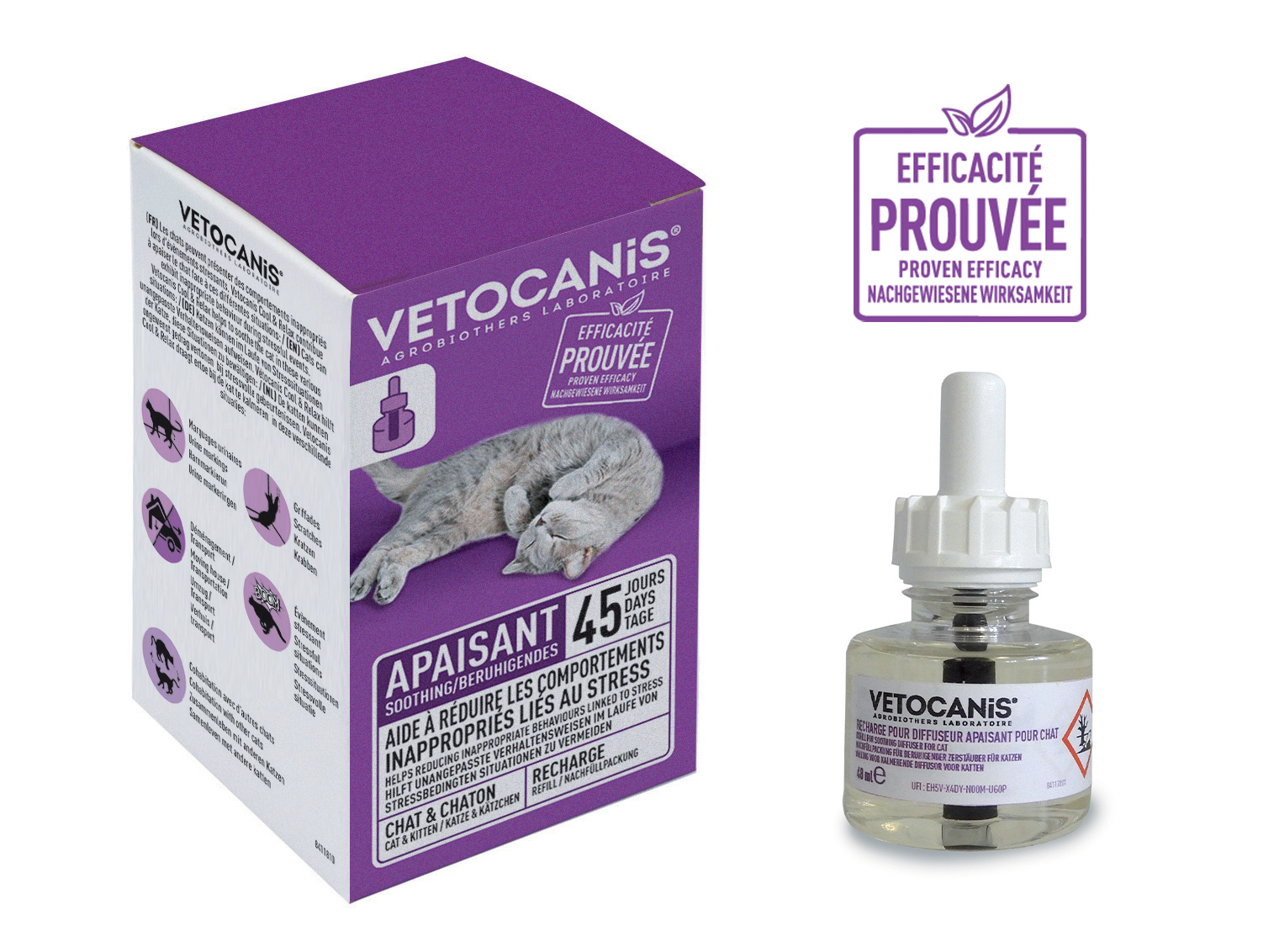 VICSOM Diffuseur Pheromones Chat 6 En 1, 120 Jours Diffuseur Chat Anti