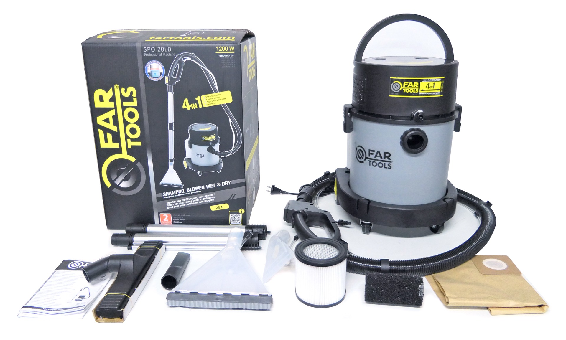 Shampouineuse SPO 20L 1200 W Aspirateur eau et poussières