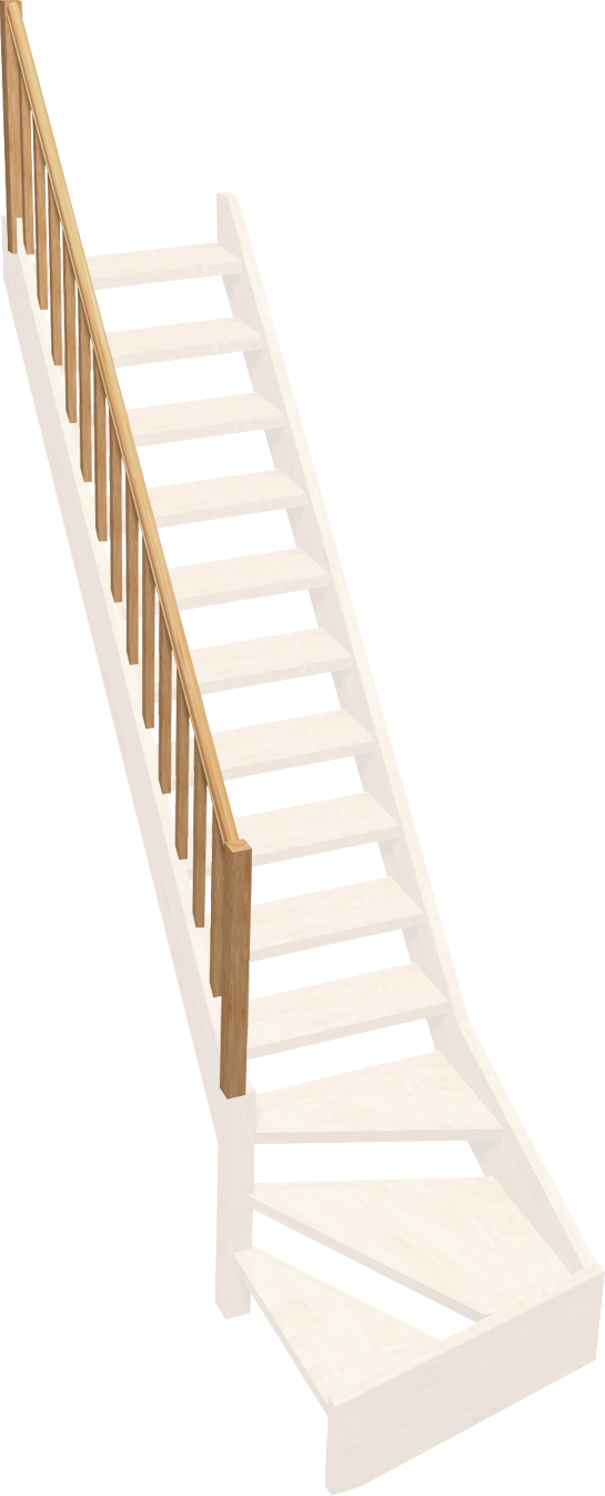 Rampe balustre rectangle sapin escalier 1/4 tournant Kordo - BURGER