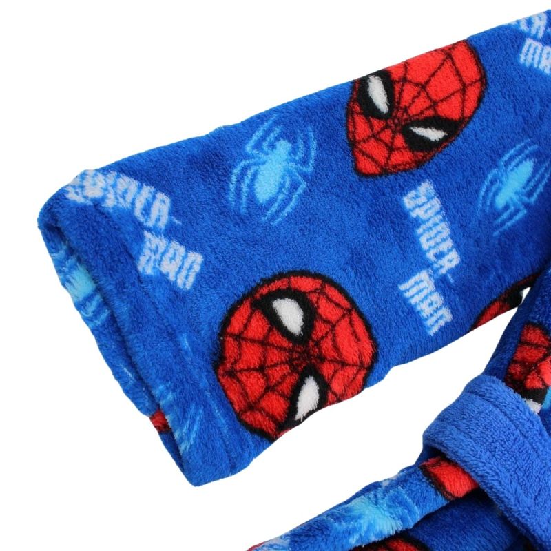 Robe De Chambre Spider-Man Pour Garçon 9-10 Ans - Capuche, Poches, Imprimé Toile D'Araignée - Licence Marvel