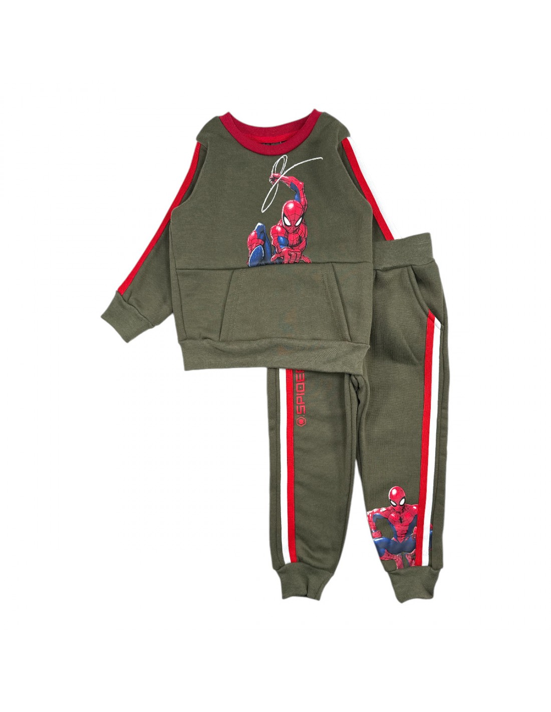 Spiderman Jogging Survêtement Garçon Gris - Ensemble 2 Pièces 100% Polyester, Taille 6 Ans, Fermeture Éclair