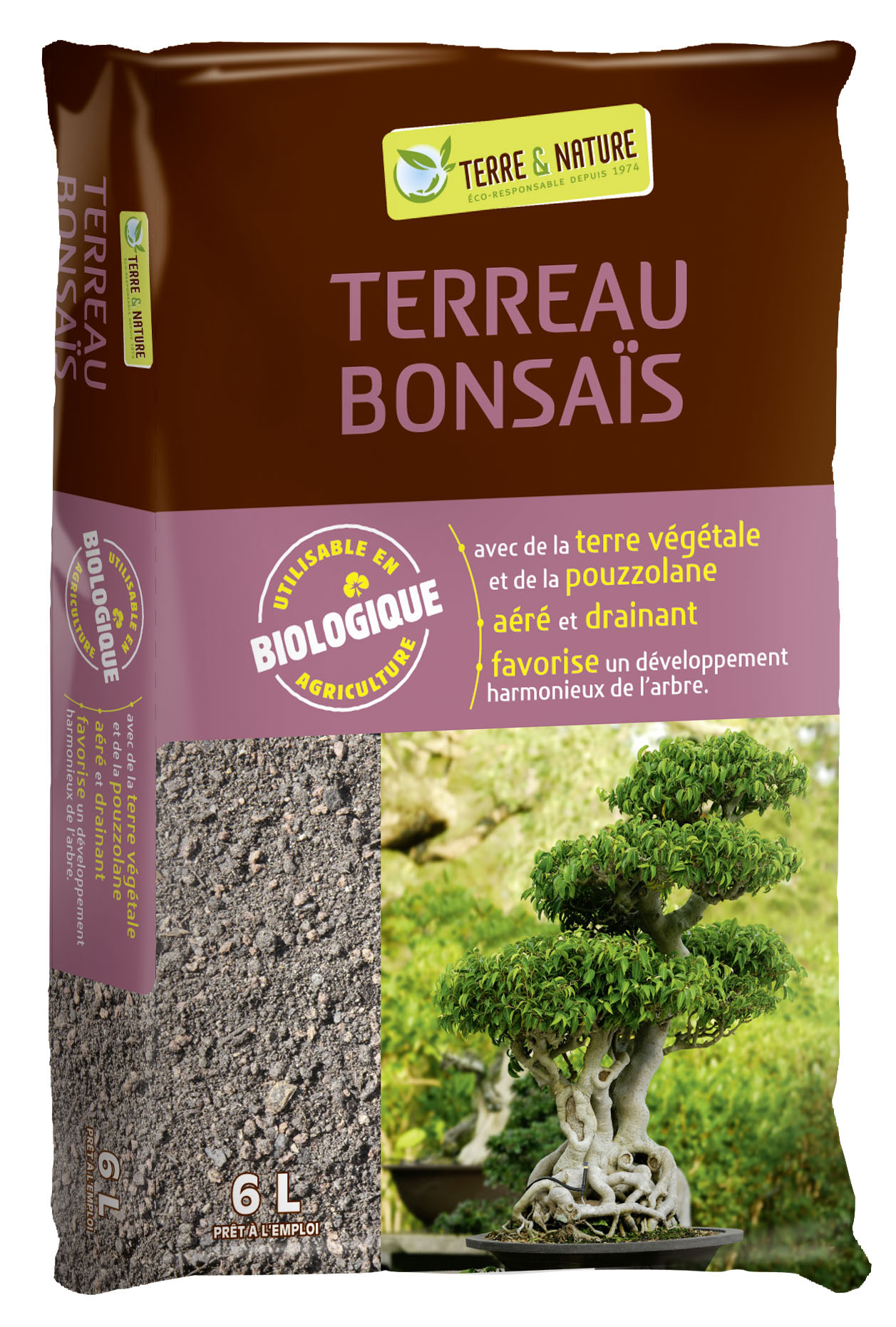 Terreau Spécial Bonsaï SOLABIOL - 6L - Avec Engrais Et Stimulateur Racinaire - Drainage Optimal