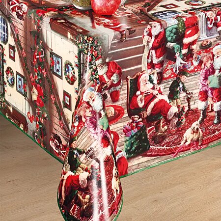 Nappe de Noël Toile cirée rectangulaire 140 x 200 cm - GRETEL ROUGE -  Livraison roulée sur tube au meilleur prix
