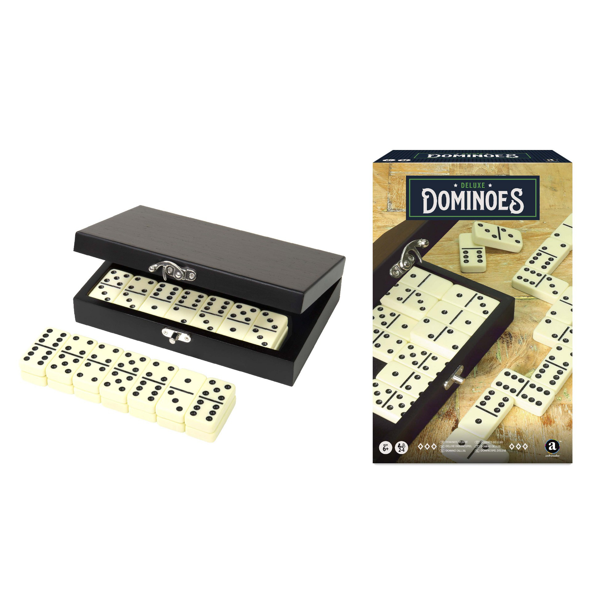 Ensemble de dominos de luxe dans un coffret en bois réplique en noyer | Échecs et Backgammon – Chess & Backgammon