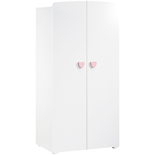 Armoire chambre bébé 2 portes - Boutons coeur rose