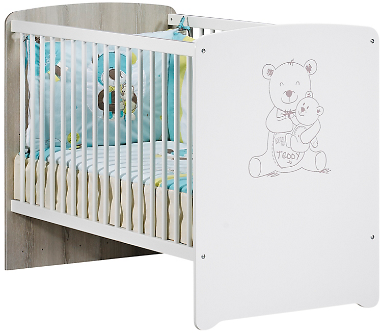 Lit bébé 120x60 têtes panneaux - Sérigraphie Ours - Teddy