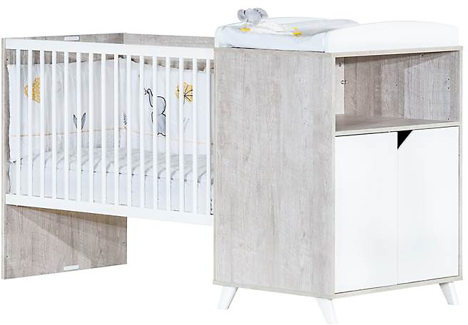 Lit combiné évolutif 120x60 en 90x190 - SCANDI GRIS