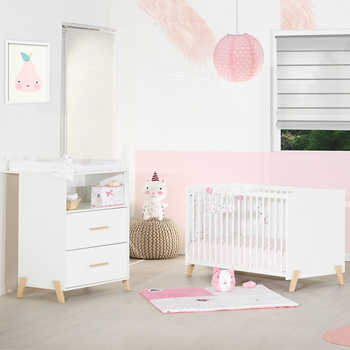 Lit bébé 120x60 avec pieds bois et sommier réglable - JOY NATUREL