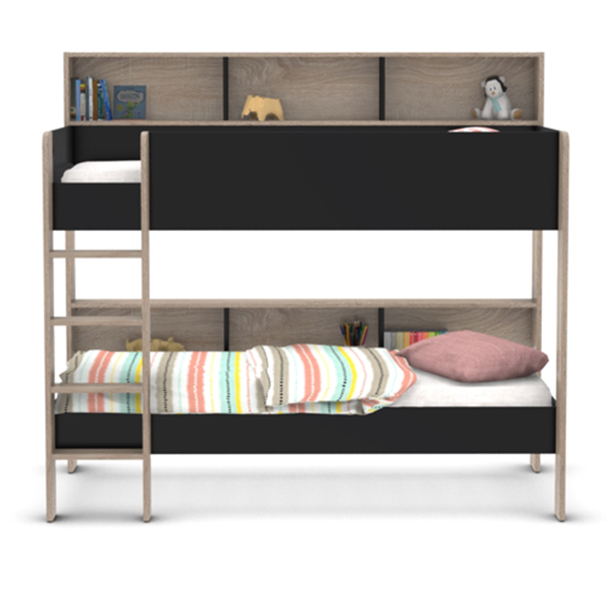Lit TWIST 140x190 Cm Avec Chevet Et Tiroir - Blanc - Structure Panneau De Particules - Rangement Pratique - Sans Sommier/matelas - 5