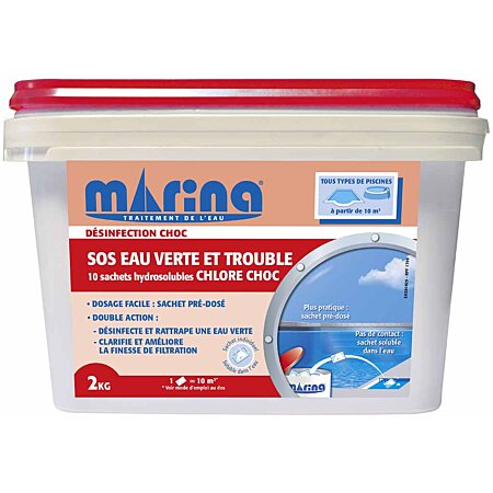 Chlore choc sachets SOS eau verte et trouble 2 kg - Marina