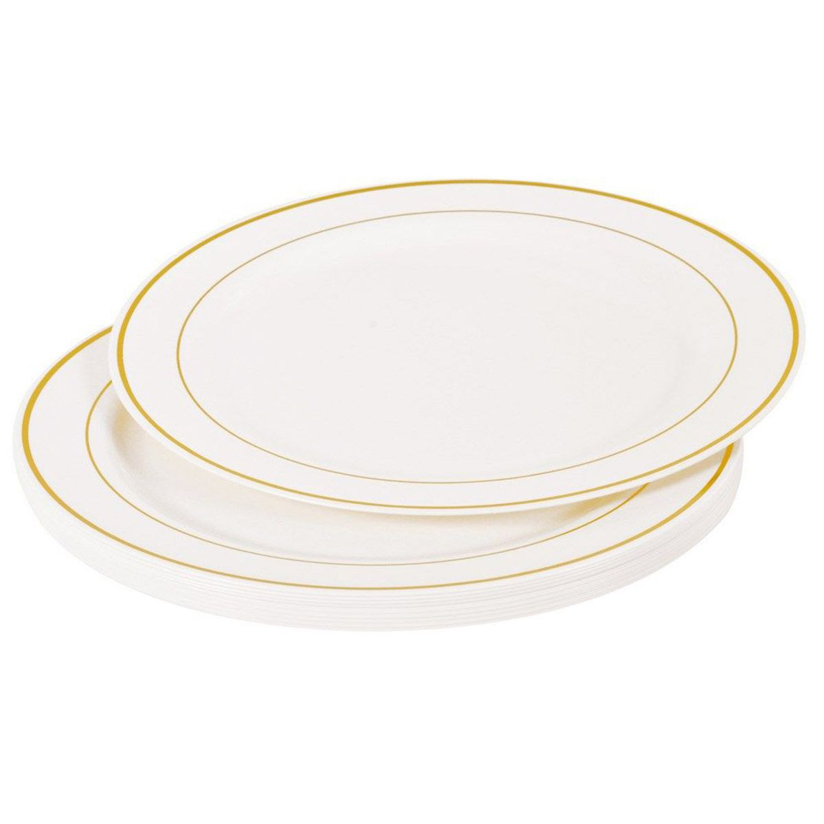 Assiette en porcelaine avec liseré doré (lot de 6) assiettes plates - 26 cm  Couleur blanc Cmp