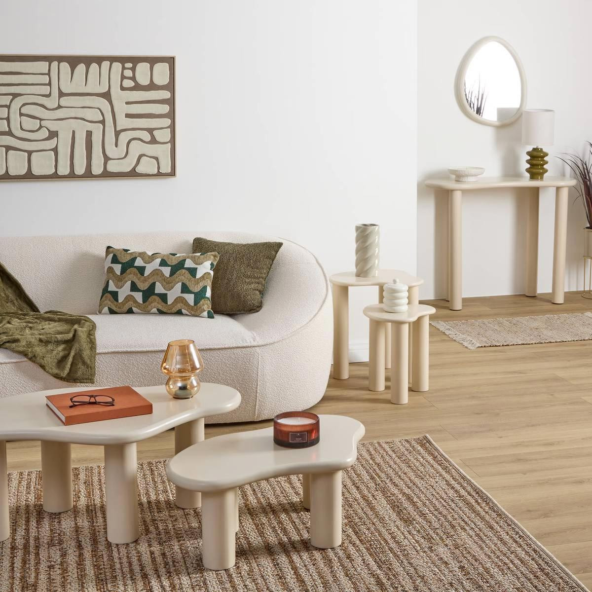 Lot Tables Cylindres Modernes Lot De 2 Tables Basses Gigognes IDMarket Galia - Cylindres Bois Et Noir - 45cm Et 40cm - Design Moderne Tables Empilables Gain Place