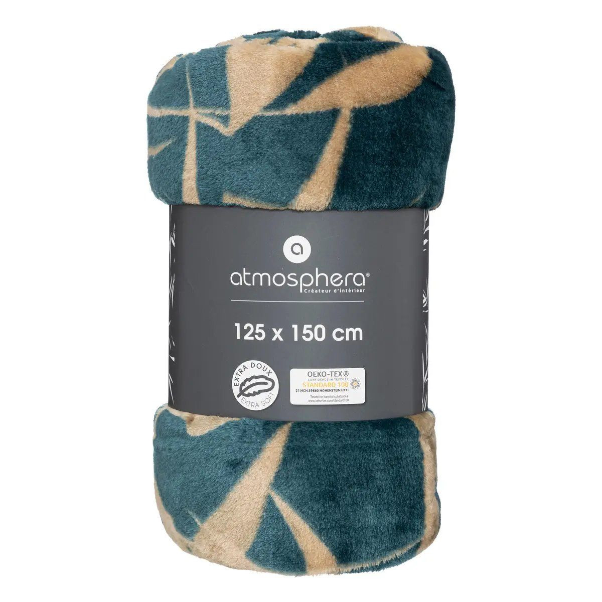 Plaid Flanelle Imprimé Léopard 125x150cm Bleu