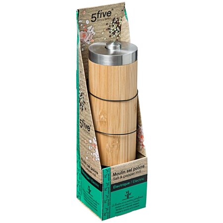 Moulin sel/poivre électrique en bambou 21cm pas cher 