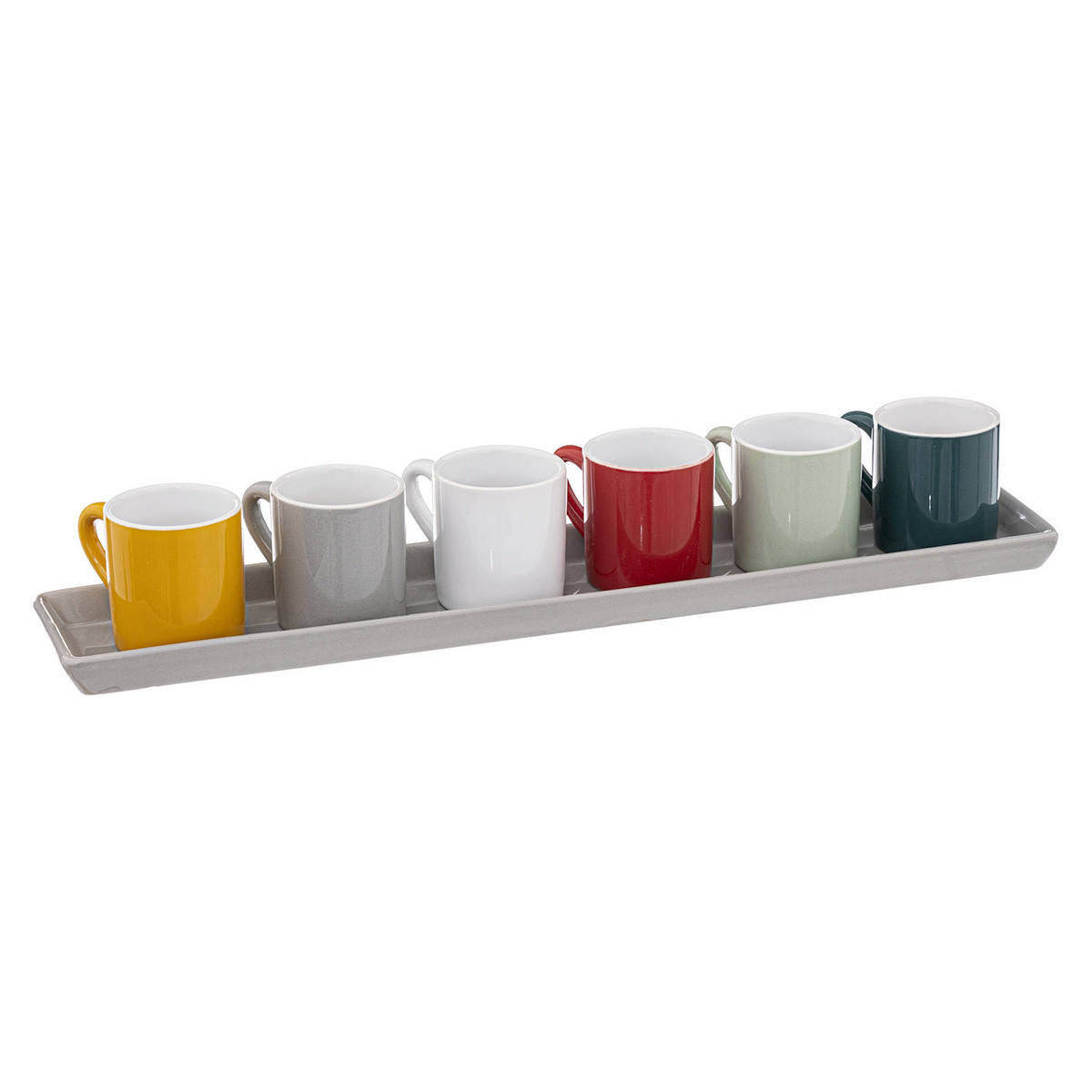 Klikel Juego de 6 tazas de café de colores – 16 onzas de gres de fondo  plano – multicolor brillante