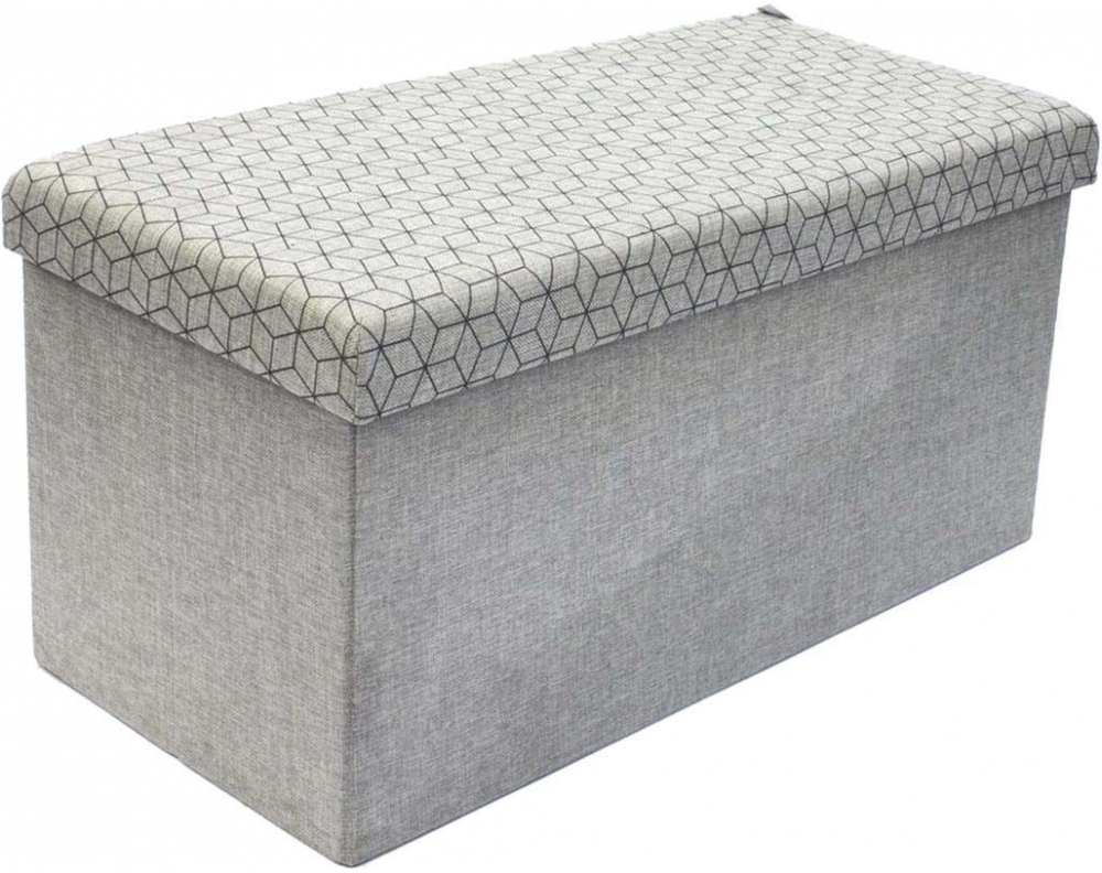 Coffre banc pliable gris motif noir m2