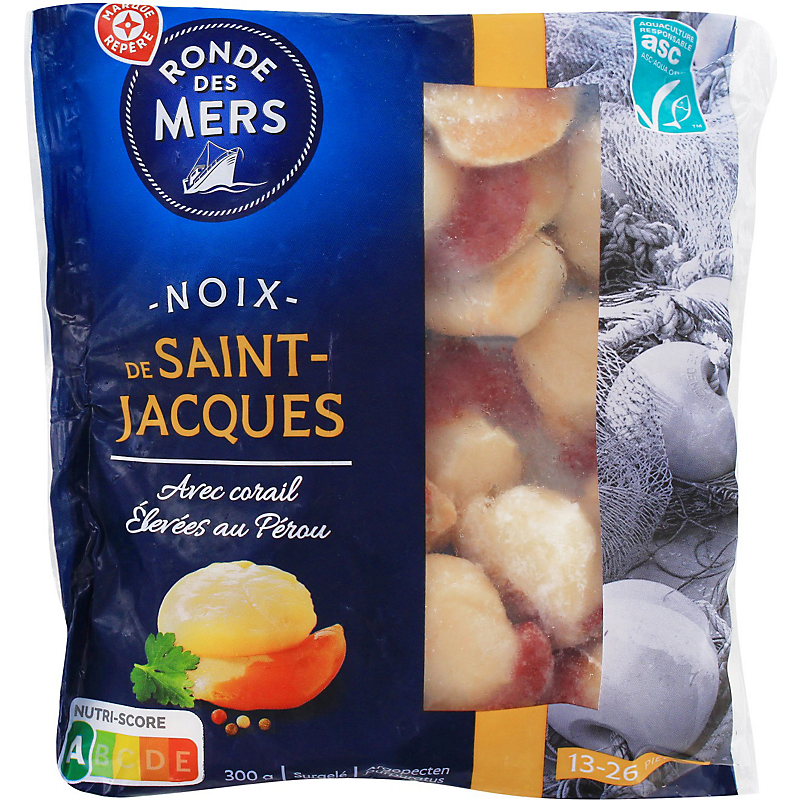 Noix de Saint-Jacques avec corail 20/40 ASC - 300g - RONDE DES MERS au ...