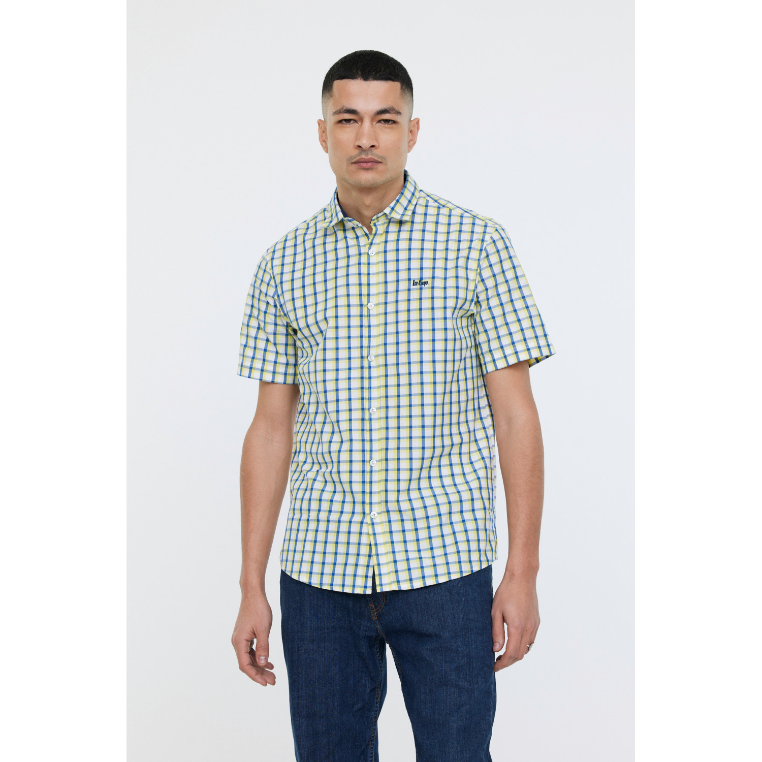 Chemise Manches Courtes à Carreaux - Homme LEE - Bleu en coton Lee