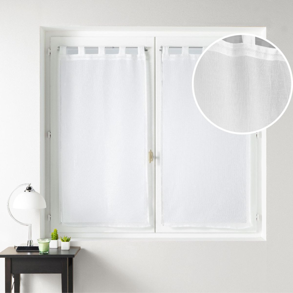 Paire De Voilages à Passants Luminea - Blanc, Dimensions 60 X 160 Cm - 100% Polyester, Intemporel - Pour Fenêtre, Décoration Légère - 5
