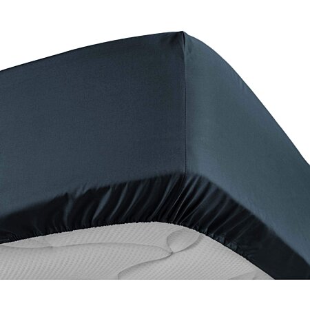 Drap housse imprimé 160x200 cm percale de coton romeo bleu baltique bonnet  40 cm - Conforama