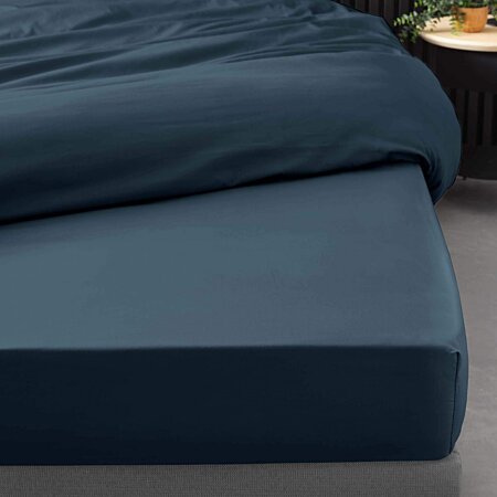 Drap-housse Coton Bleu Bonnet 25 - 140x190 cm - 100% coton - Le