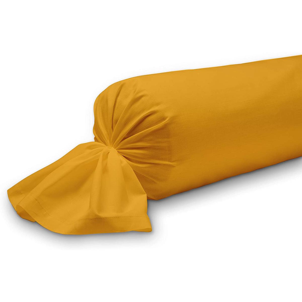 Taie De Traversin Studio En Coton 57 Fils - Coloris Jaune | 100% Coton, Parement De 8 Cm, Lavable 60°C - 8