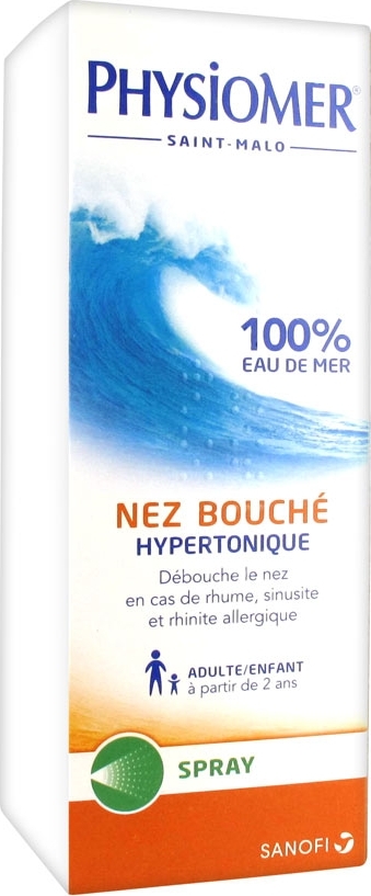 Physiomer nez bouché hypertonique 100 % eau de mer débouche le nez en cas de  rhume à partir de 2 ans