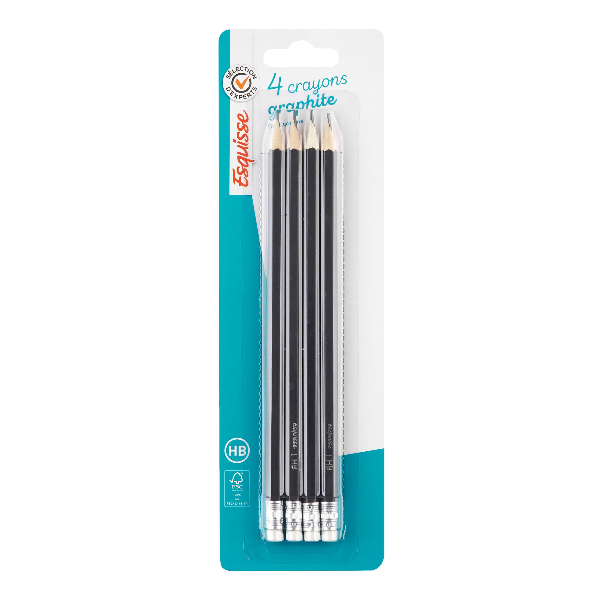 Lot de 4 crayons graphite HB bout gomme - Sélection d'Experts - Esquisse au  meilleur prix